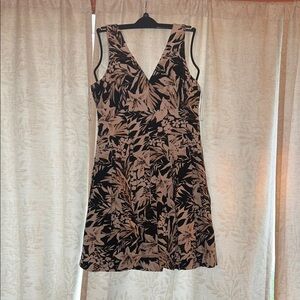 White House Black Market Black and Cream Floral Midi Dress